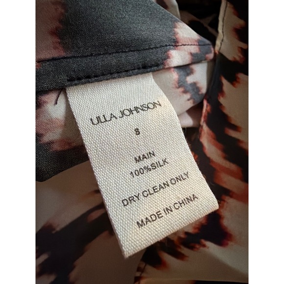 Ulla Johnson Amrita Top Obsidian Ikat Chevron 100% Silk Peplum Cami NWT Size 8 - Picture 7 of 11